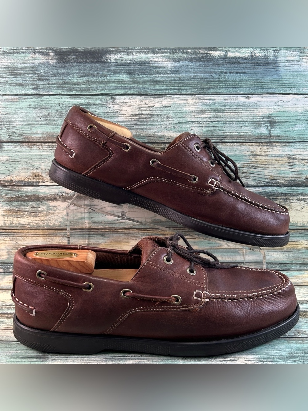 DUXBAK Decked Boat Shoe 10.5 Vintage Moc Toe Loafers Casual Shoes Brown Leather